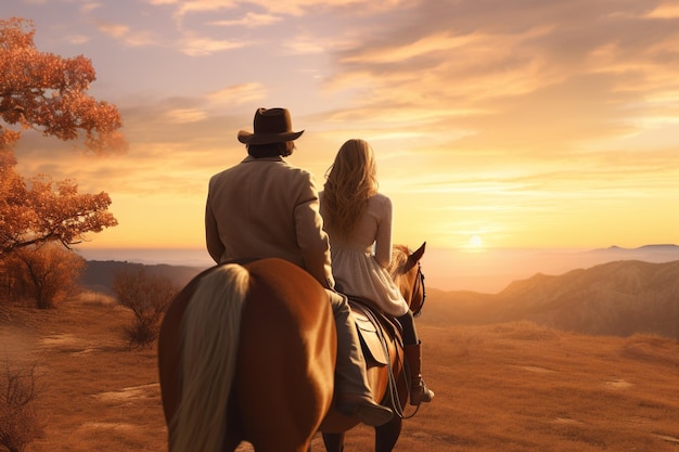 Couple enjoying a horseback ride through a scenic 00260 01