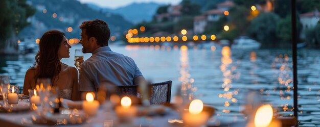 Photo a couple enjoying romantic dinner cruise wallpaper