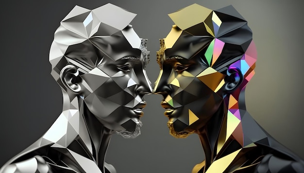 A couple of faces with different colors and shapes.