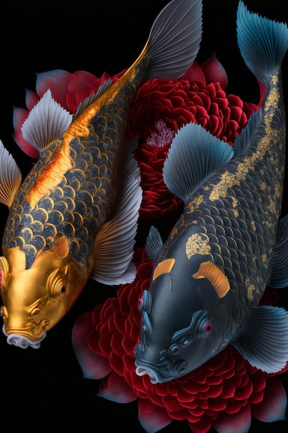 Couple of fish that are next to each other generative ai