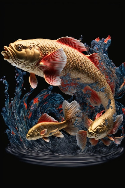 Couple of fish that are swimming in some water generative ai