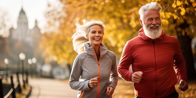 Couple and fitness health for body and heart health with natural aging