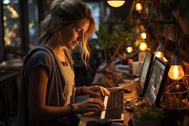 Couple focused on video conferences taking advantage of high speed connection generative IA