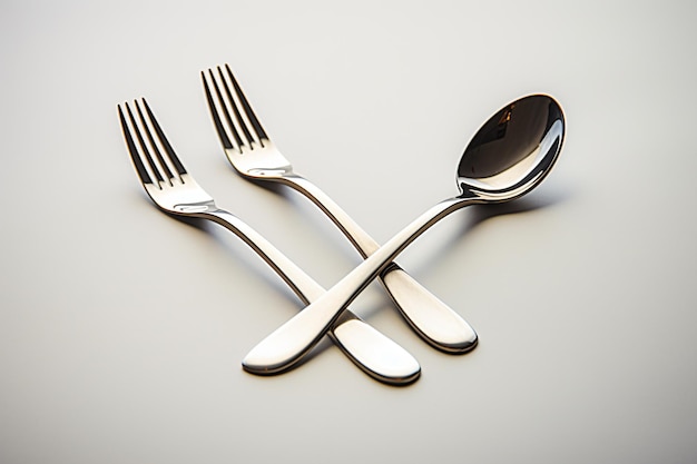 a couple of forks and a spoon on a table