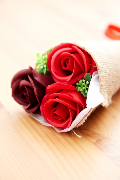 A couple gift roses on valentine day