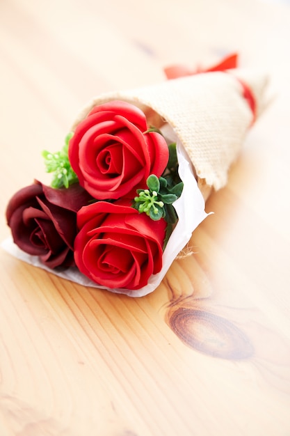 A couple gift roses on valentine day