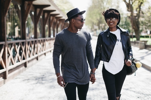 couple going for a walk in the city