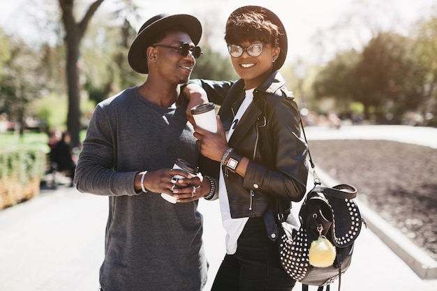 couple going for a walk in the city