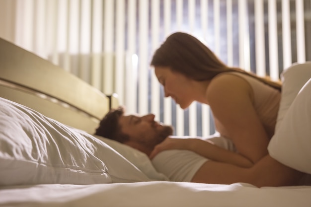 The couple have a sex in the bed