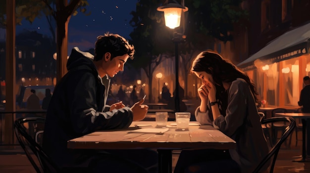 Couple having a date at night