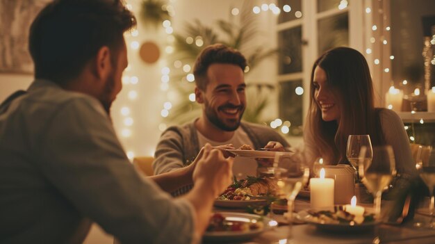 Couple having dinner at home