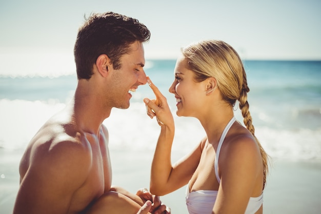 Couple having fun on beach