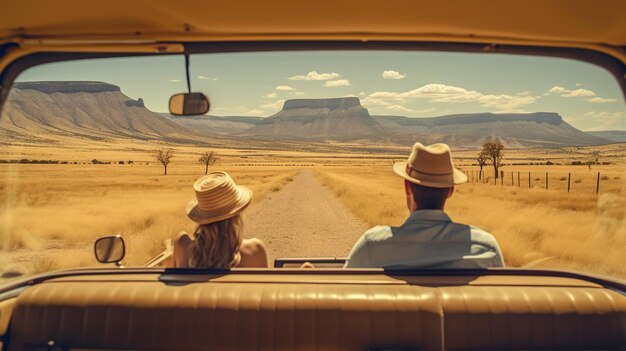 Photo couple having fun in desert