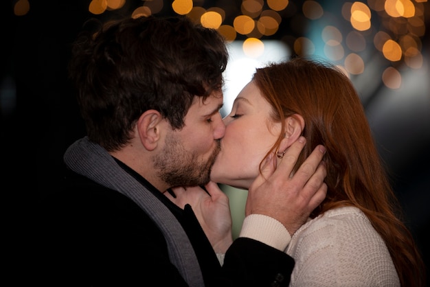 Couple having fun at night