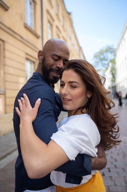 Couple having a latin dance performance in the city