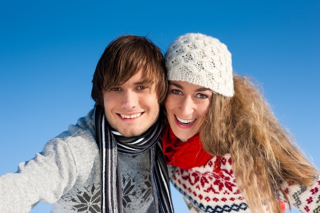 Couple having a winter walk