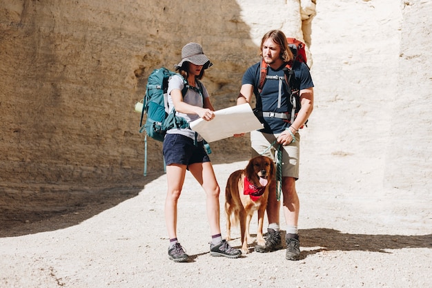 Couple hiking together in the wilderness