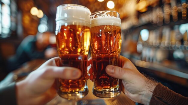 Couple Holding Glasses of Beer