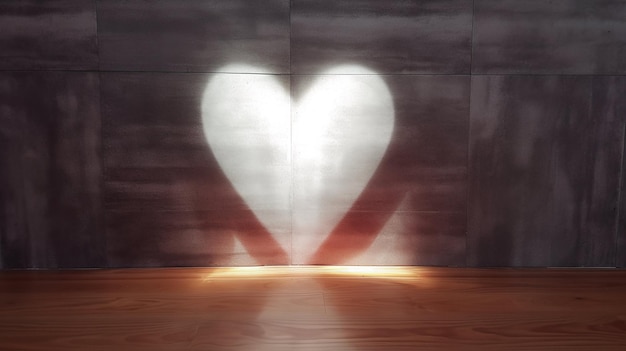 Photo couple holding hands forming a sunbeam in the form of a heart on the wall of the room