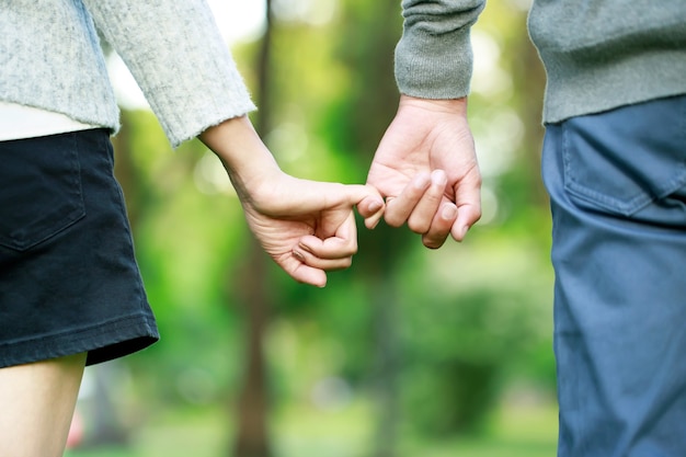 Coppia che si tiene per mano mostrando amore il giorno di san valentino