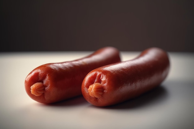 A couple of hot dogs sitting on top of a table generative AI