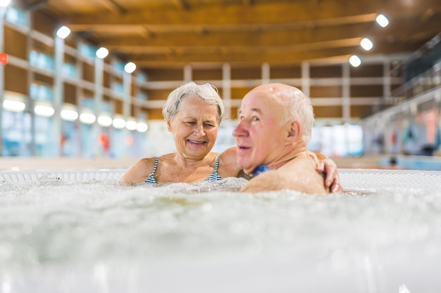 A couple in a hot tub