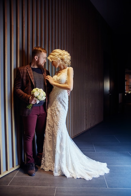 Couple hugged and kissed after the marriage