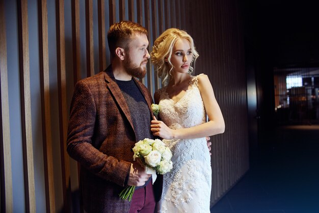 Couple hugged and kissed after the marriage. 