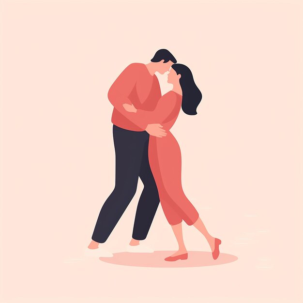 couple hugging flat design vector illustration on isolated background