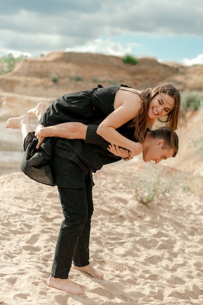 Couple hugging in the park