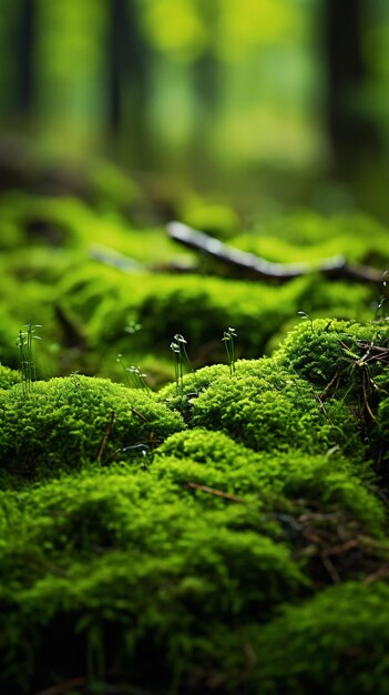 苔むした岩の上に数匹の昆虫