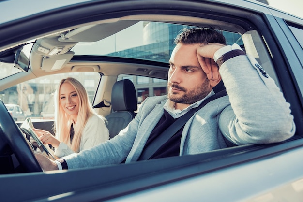 Couple inside car