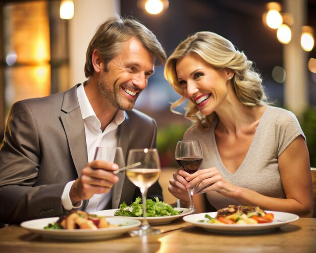 Photo a couple is having dinner together