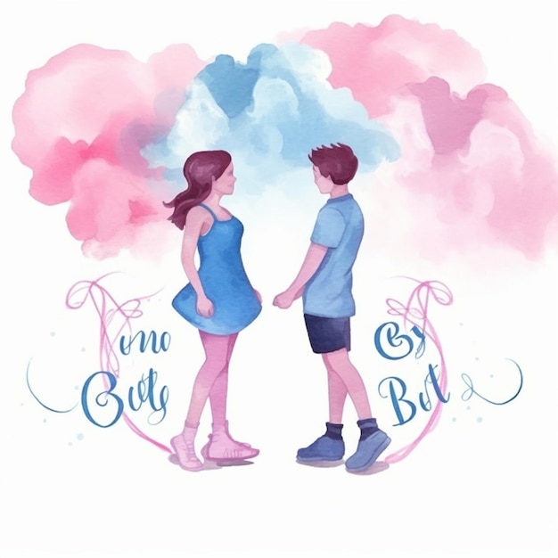 Photo a couple is standing under a cloud with the words 