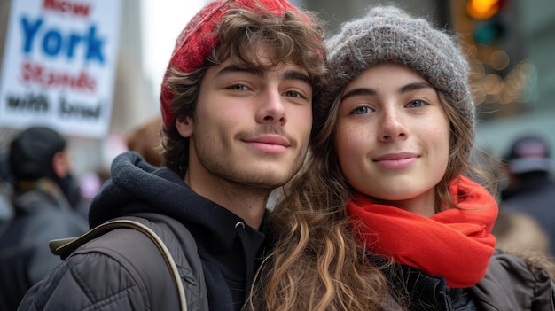 Couple in Israelis protest at New York