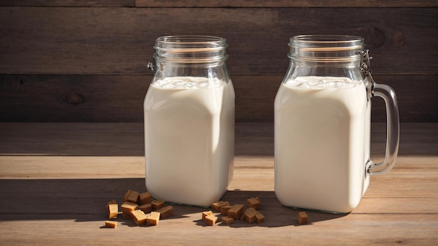 A Couple of Jars Contains Delicious Milk