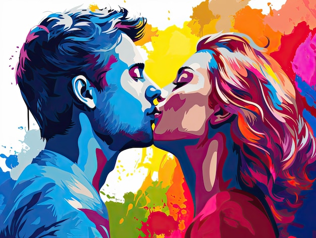 Couple kissing vector illustration