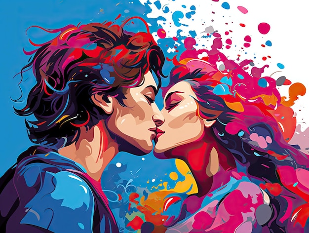 Couple kissing vector illustration