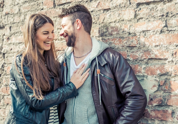 Couple laughing and having fun