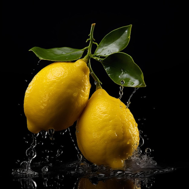 A couple of lemons that are in the water