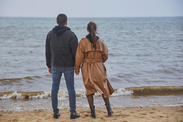 A couple look at the North Sea in Denmark