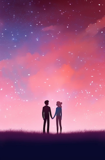 Premium AI Image | A couple looking at the stars