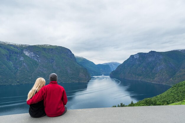 Couple looks at the fjord