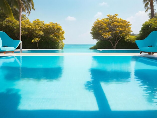 Foto un paio di sedie a sdraio sedute accanto a una piscina