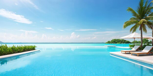 a couple of lounge chairs sitting next to a swimming pool