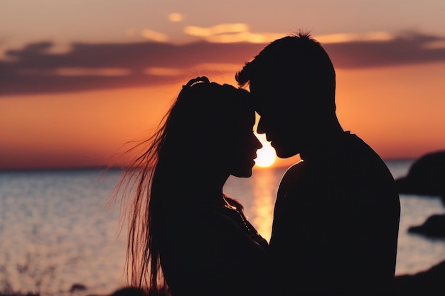 A couple in love on the beach