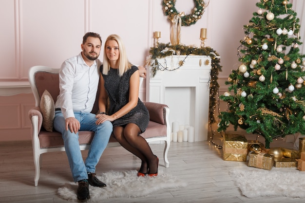 Couple in love celebrating New Year's Eve