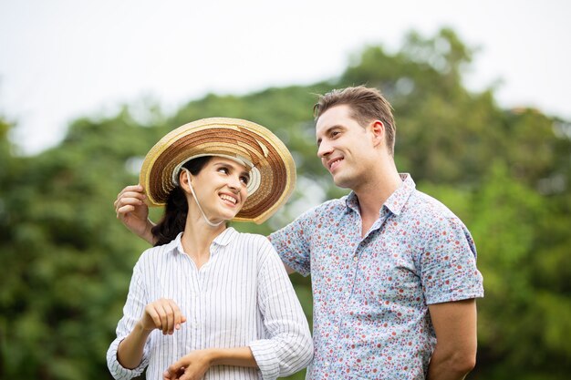 couple love dance together in park