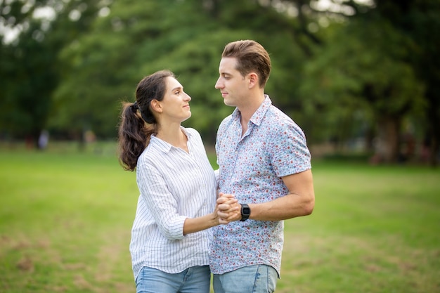 couple love dance together in park