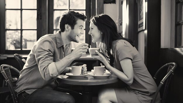 Couple in love having breakfast together
